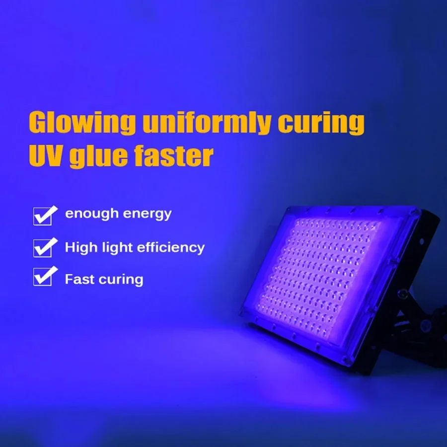 50/100/200/300W LED UV Floodlight 395nm Waterproof UV Curing Ultraviolet Lamp with Plug for Glow Party Stage Dance Wedding Decor