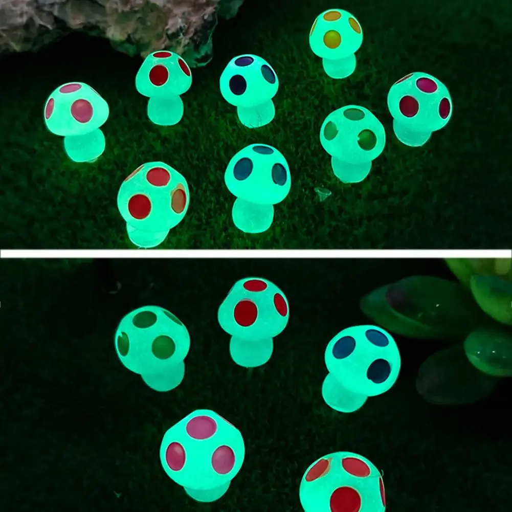 1pcs Mini Luminous Mushroom Home Decor Micro-landscape Glow-in-the-dark Mushrooms Statue Glowing In The Dark Fairy Garden Decor