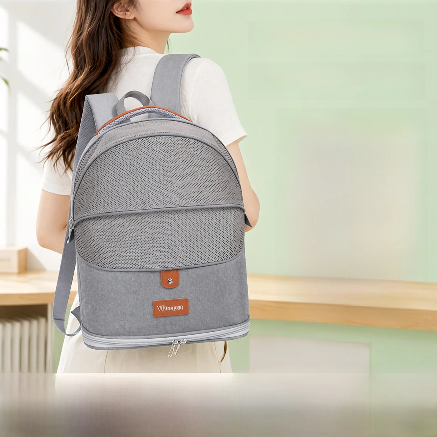 large-capacity-travel-pet-backpack-breathable-outing-chest-bag-double-shoulder-bag-pull-rod-bag-oxford-cloth-pure-color
