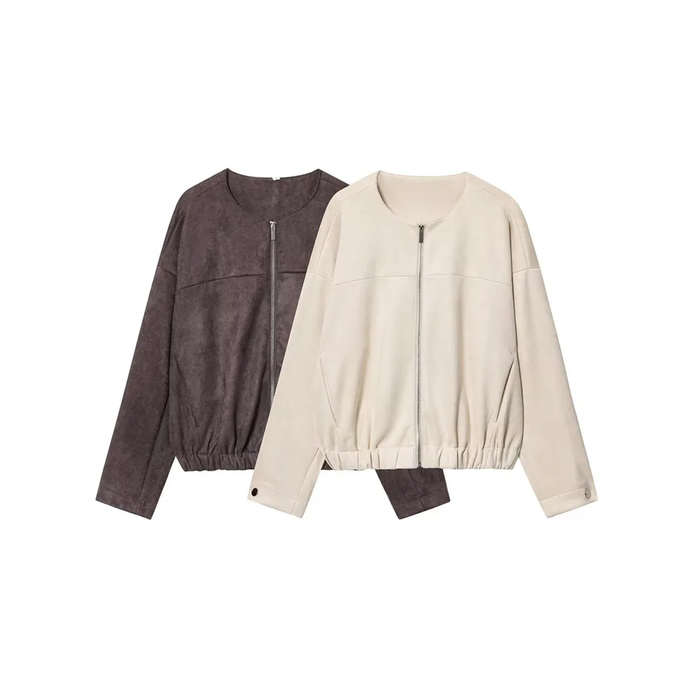 

Autumn new women's clothing, European and American style fashionable suede effect jacket