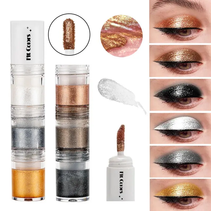 Fit Colors 3 Sections Smoky Eye Water Eyeshadow Diamond Liquid Pearl Shimmer Eye Shadow Liquid Lip Dye