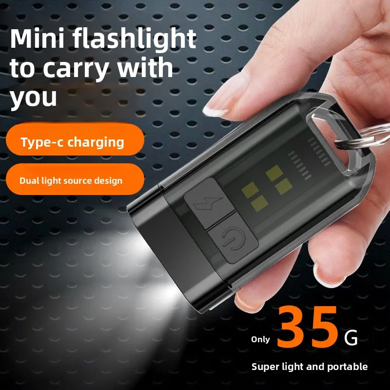 Mini Flashlight Keychain USB Charging Portable Emergency Flashlight Multi Function Cap Clip Light Waterproof LED Rechargeable