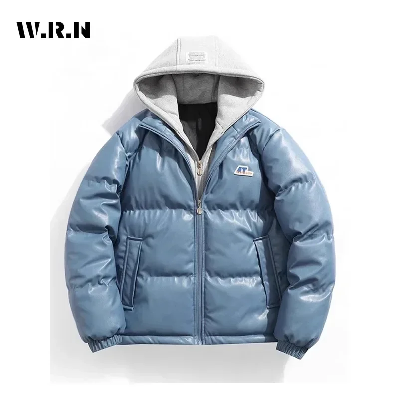 2024 Winter American Retro Style Patchwork Zipper Parkas Warm Thick Appliques Jacket Women Hooded Casual Outerwear Vintage Coat