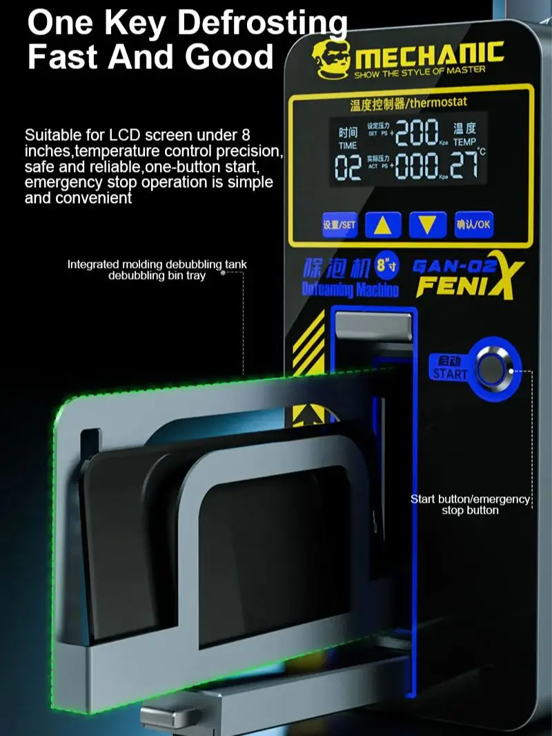 MECHANIC Universal Defoaming Machine, CNC Voltage Control, LCD Display, One-Button Start Defoaming Tool, GAN-02