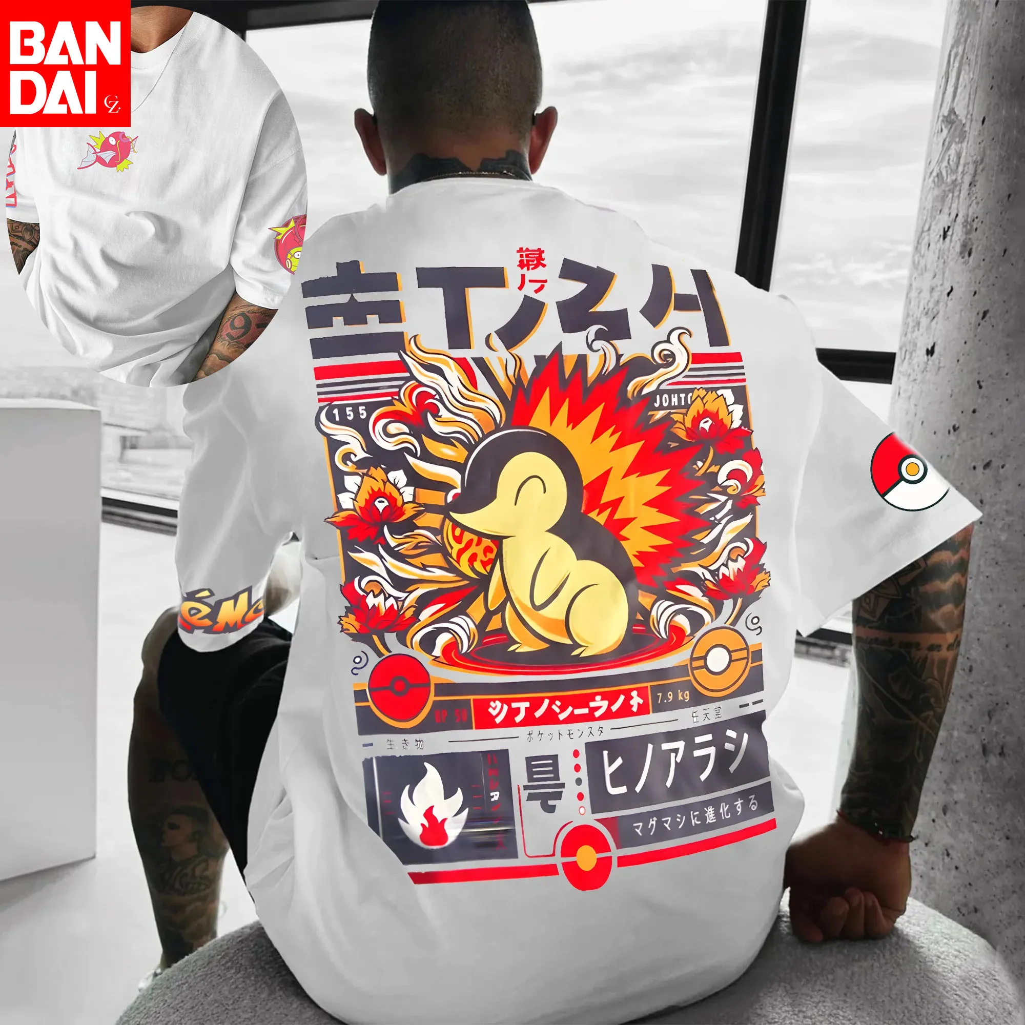 

Pokémon Anime Printing Oversized Cotton T-shirt Men and Women Comfortable Loose Fashion Street Y2K Summer Absorb Sweat T-shirt