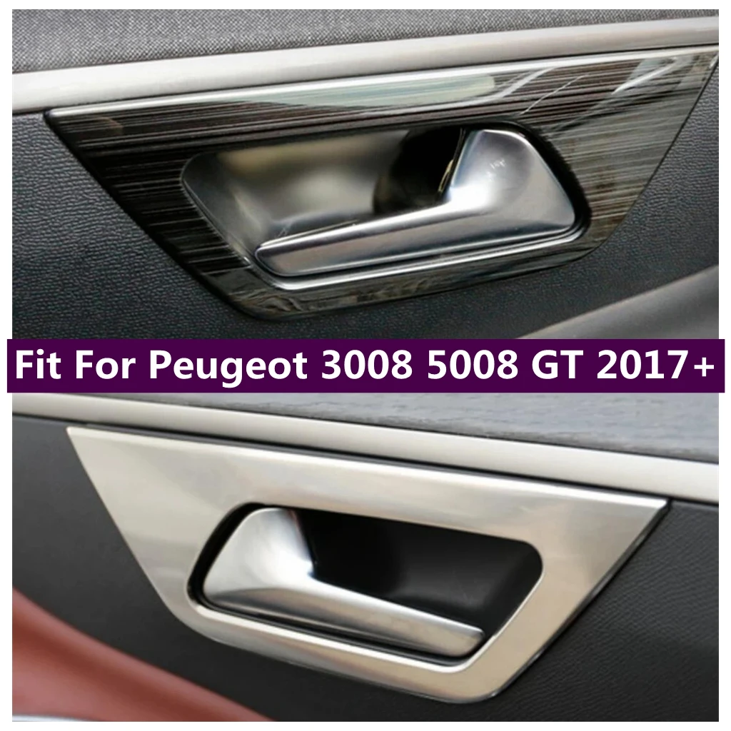 Stainless Steel Interior Door Handle Clasing Bowls Decor Frame Cover Trim For Peugeot 3008 5008 GT 2017 - 2023 Car Accessories