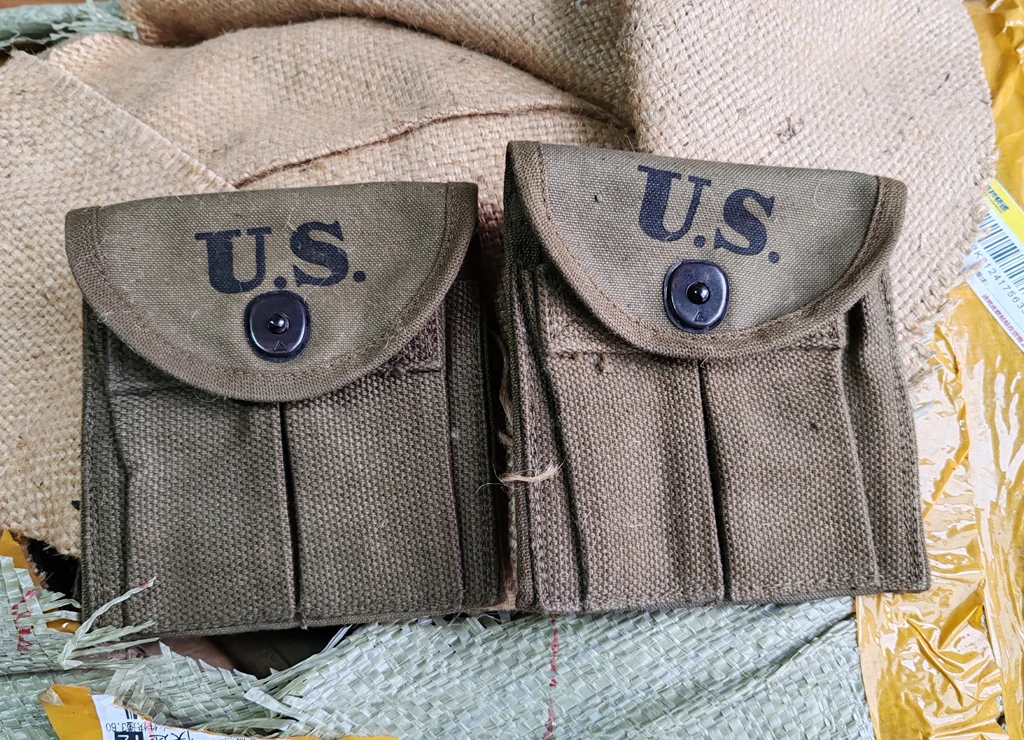 2 قطعة فائض عسكري حقيقي الأصلي الحرب العالمية الثانية الجيش الأمريكي M1 M2 كربين قماش مجلة الحقيبة مرحبا Q1943 مظهر جيد #1