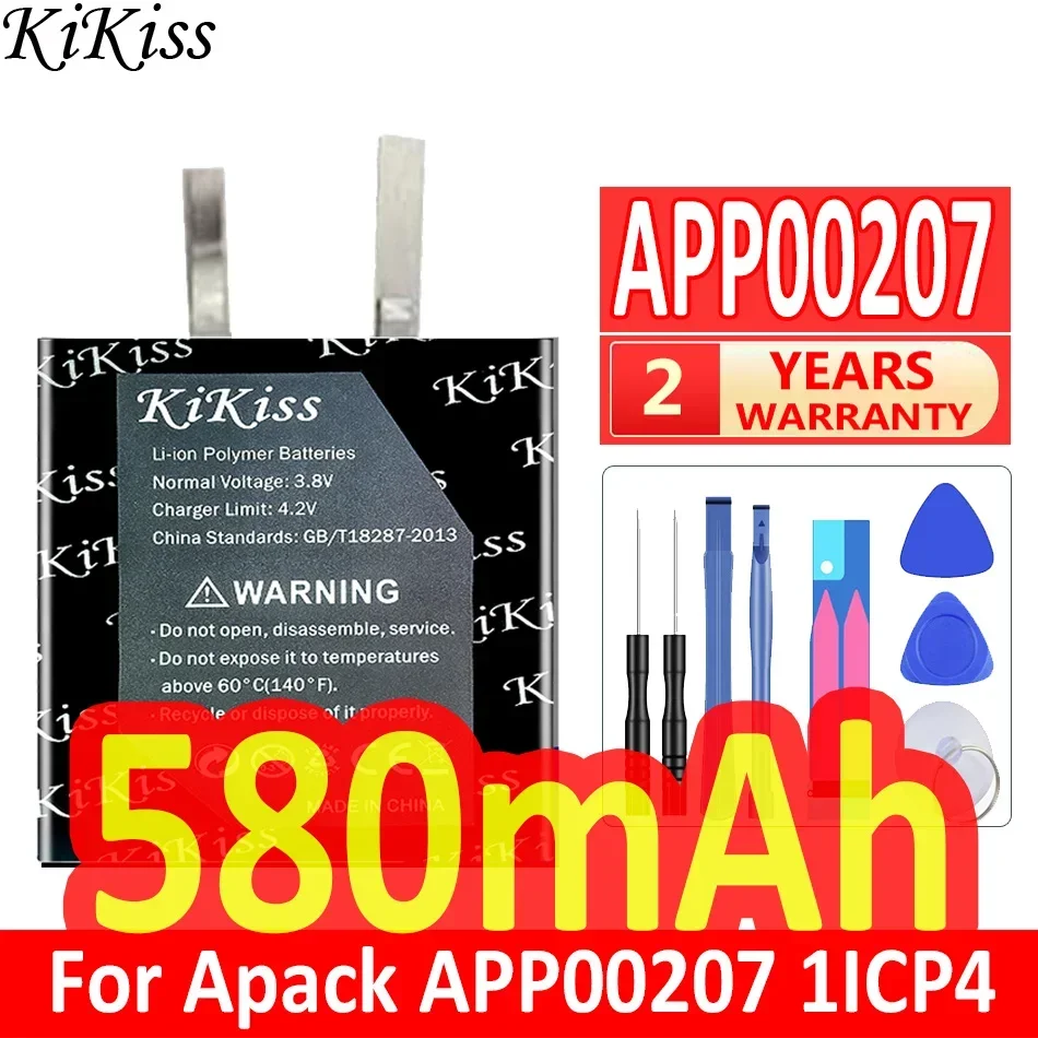 580mAh KiKiss Battery For Apack APP00207 1ICP4/27/30 Connector Digital Bateria