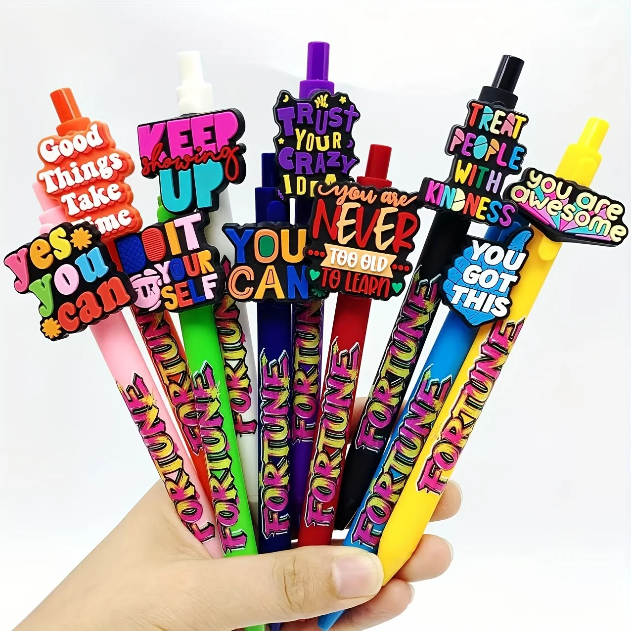 6pcs/12pcs Inspirational Phrase Printed Ballpoint Pen Student Writing Special Ballpoint Pen Phrase Element Gift Pen