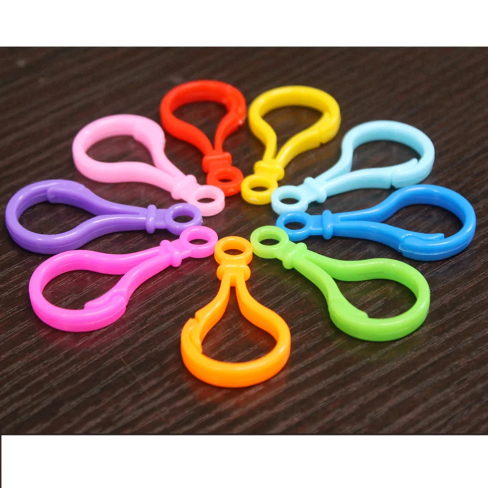 100PCS Candy Color Acrylic Clasps Hook Bulb Buckle Clips Keyring Buckle Accessories for Backpack Pendant DIY Handwork (Random Co