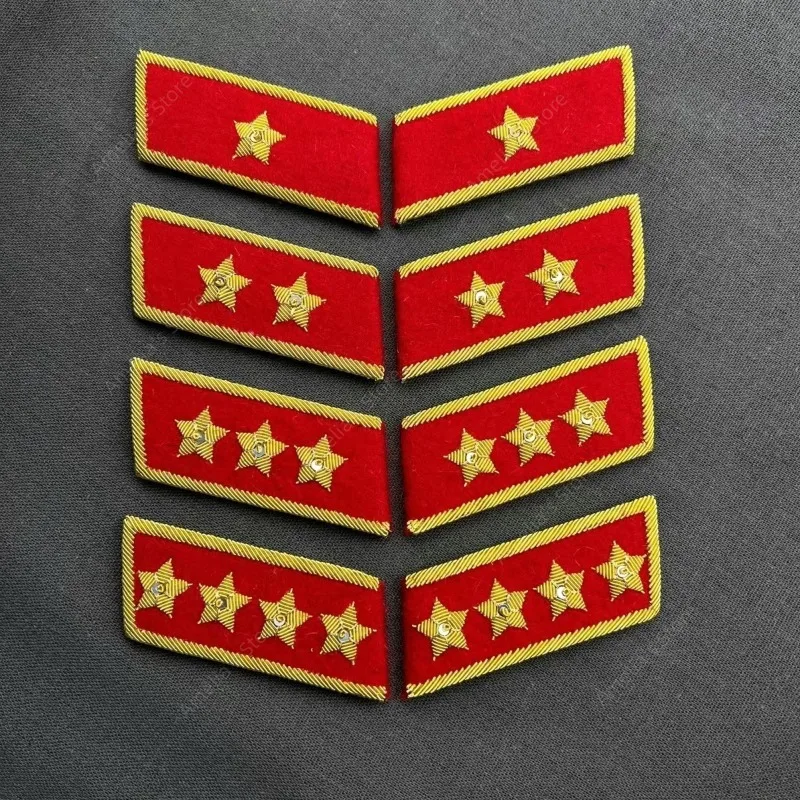 Chinese People's Liberation Armed Type 55 militar insignia Hand-Embroidered Collar Patches Gold Star DIY Costume Accessory PLA