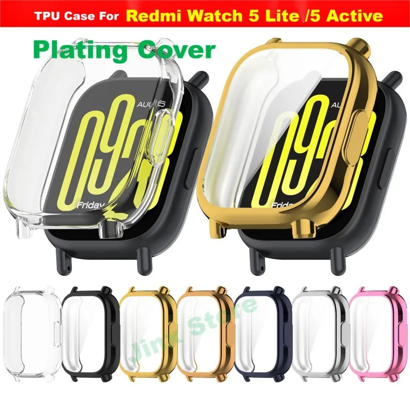 เคสชุบสำหรับ redmi Watch 5 Active Lite Smart STRAP ป้องกันแบบนิ่มฝาครอบกันกระแทกสำหรับ Xiaomi Watch accessoress