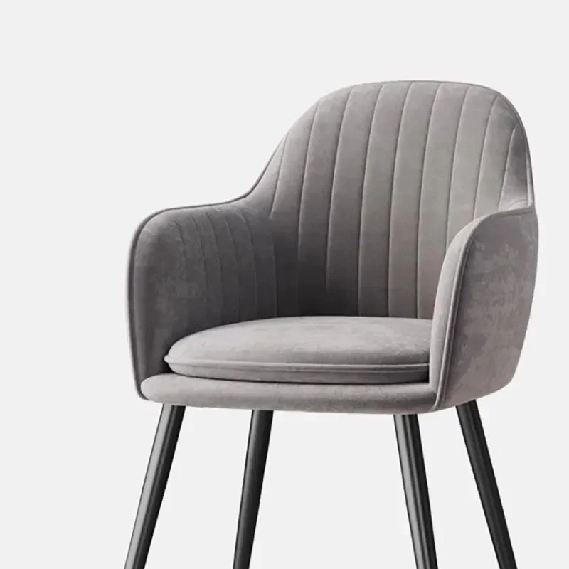 

Aesthetic Modern minimalism Dining Chairs Luxury With Arm Rest Leg Protector Metal Living Room Chairs