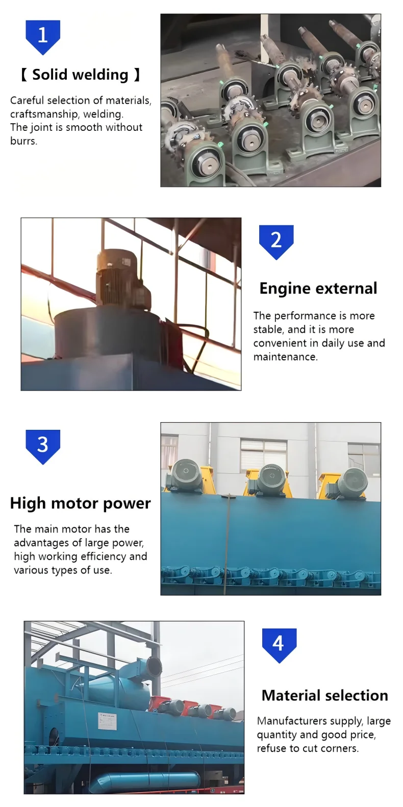 Máquina de limpieza de chorro de tiro de cilindro industrial con diseño de reducción de ruido de entrada cero