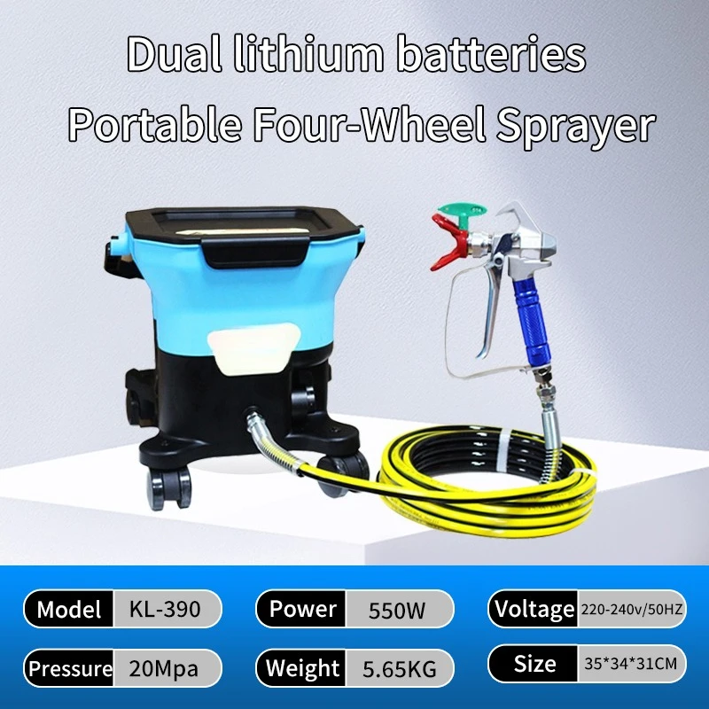 Electric Double Battery Powered 21V Brushless Motor 4000PSI Industrial Grade 7L Cup HVLP 2.5mm Nozzle Airless Spray Gun Paint