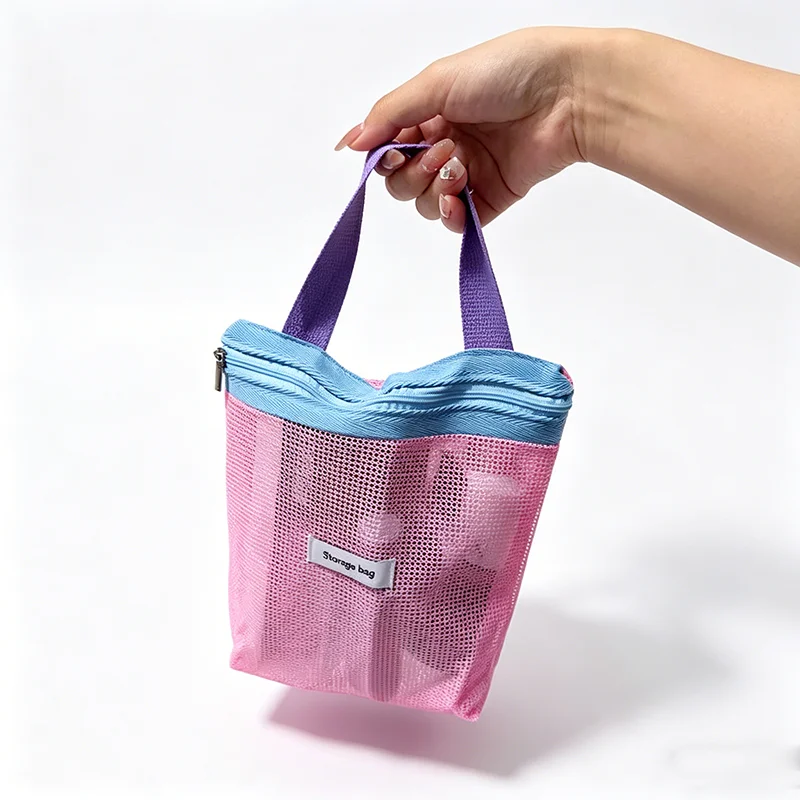 Macaron Color Makeup Organizer Breathable Wet Pack for Women Large Capacity Travel Toiletry Bag Mesh Beach Swimming Pouch