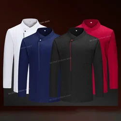 Men full Sleeve Chef uniform Restaurant black chef jacket with apron Cook Chef Coat Kitchen Work Uniform Waiter Hotel Clothes