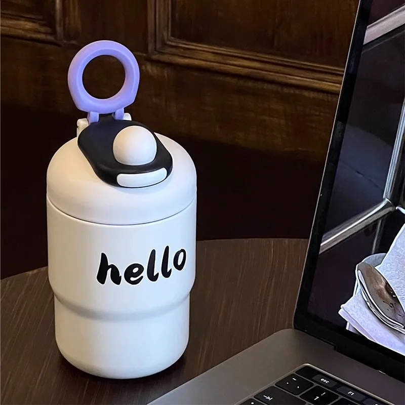 

500ml Women's Thermos cup With Handle,Double-layer Stainless Steel Vacuum Drinkware,Coffee MUG,Portable Thermal Water Bottle