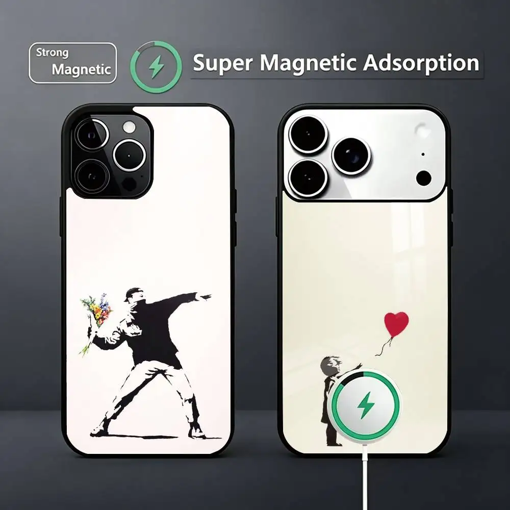 

G-Graffiti Artist B-Banksy Phone Case For iPhone17,16,15,14,13,12,11 Plus,Pro Magnetic Supports Magnetic Wireless Charging