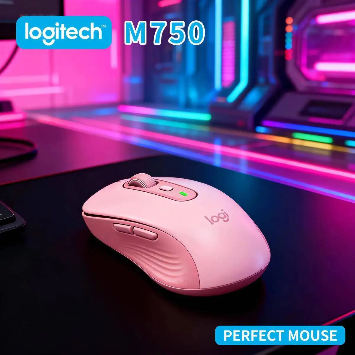 

Silent Comfort Logitech M750 Mouse - SmartWheel Precision, Ergonomic Grip, Silent Clicks, 3-Device Connect, 10m Wireless Range
