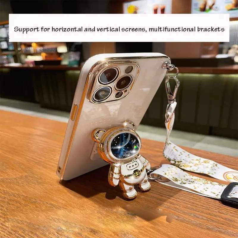 Astronaut Lanyard Strap Phone Case For Samsung Galaxy S23 S20 S22 S21 S10 S9 S8 Note 10 20 8 9 Plus Ultra S20 Fe Stand Cover