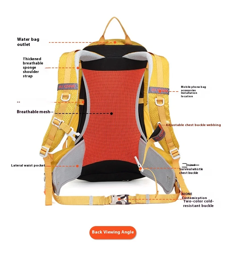 Classic Design Outdoor Backpack 25L Water Resistant Nylon External Frame Backpacking Camping Travelling Hiking Backpack