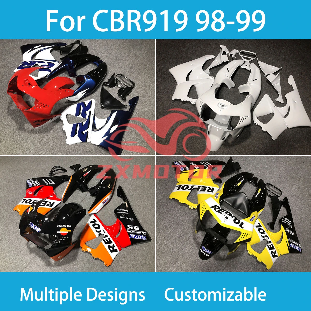 

For Honda CBR900RR 1998 1999 New Style Fairing Kit CBR919RR 98 99 Motorbike Rebuil Fairings Bodywork