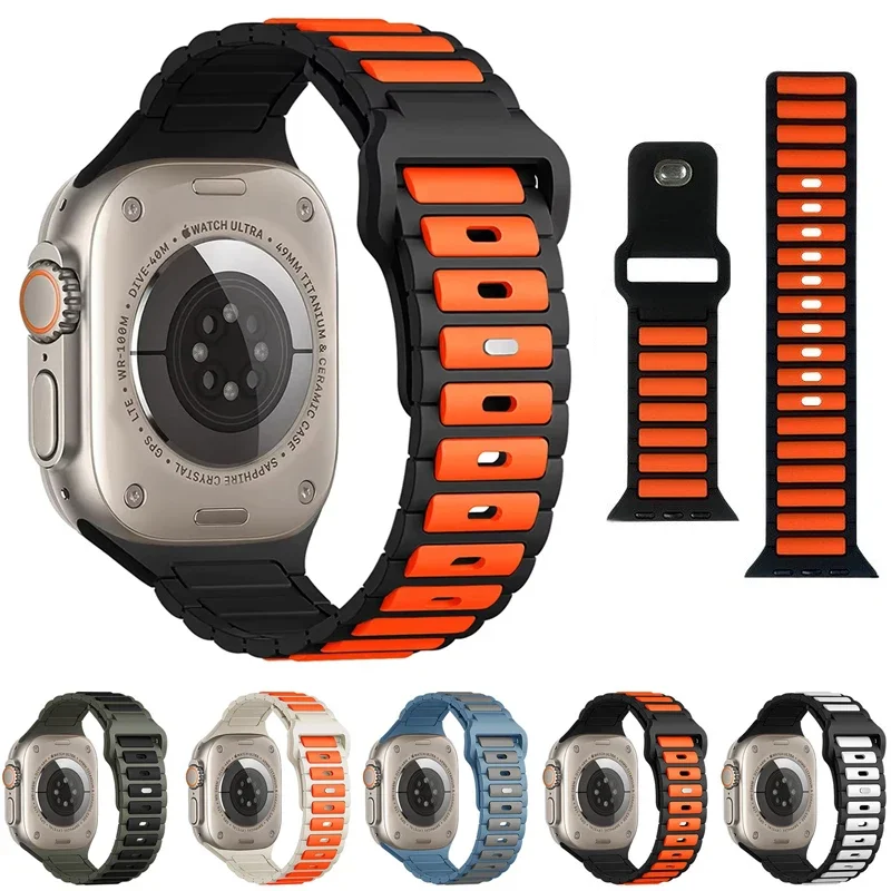 

Силиконовые ремешки для Apple Watch Band Series 10 42 мм 46 мм 45 мм 44 мм 49 мм 40 мм 38 correa браслет iwatch 9 8 7 6 5 SE Ultra 2 Band