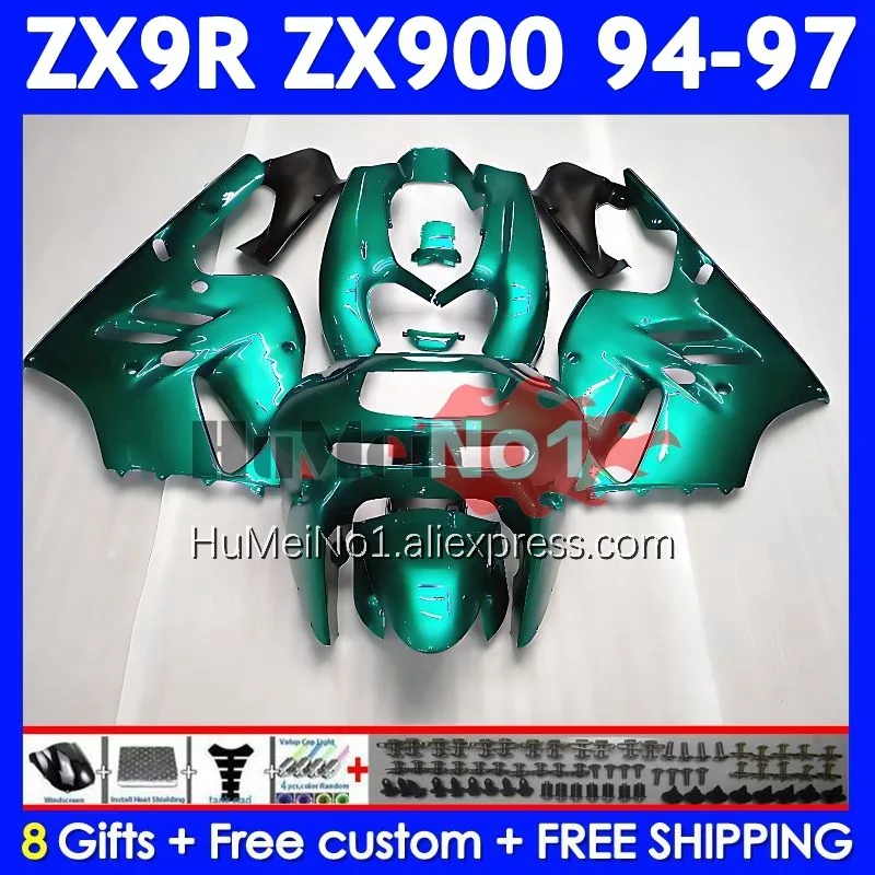 Body Kit For KAWASAKI NINJA ZX-9R 900CC ZX 9 Glossy Cyan R 9R 900 212No.101 ZX9R 94 95 96 97 ZX900 1994 1995 1996 1997 Fairings