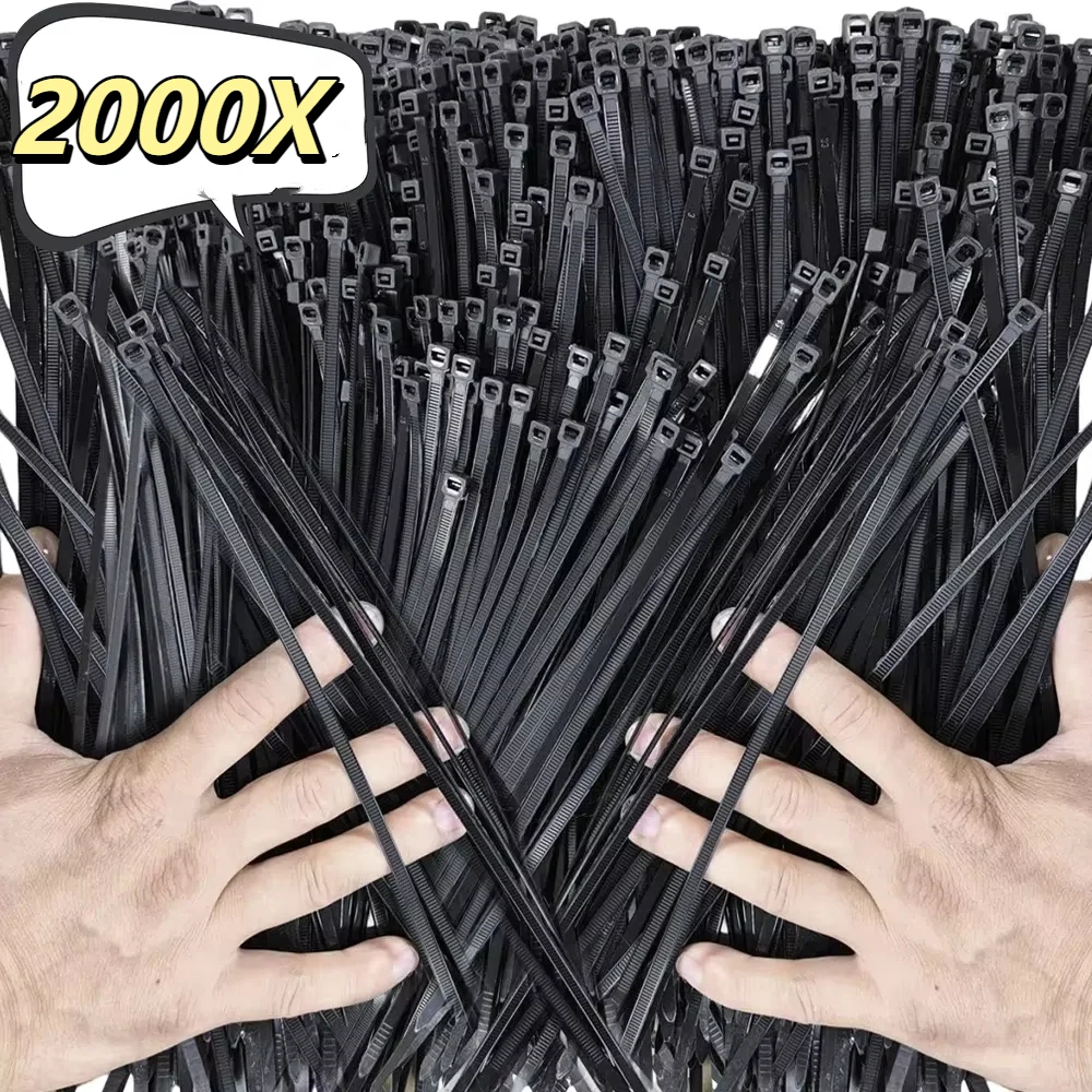 2000/100Pcs Adjustable Nylon Cable Ties Self-locking Cord Ties Straps Cables Fastening plastic clamp Heat Resistant Wire Zip Tie