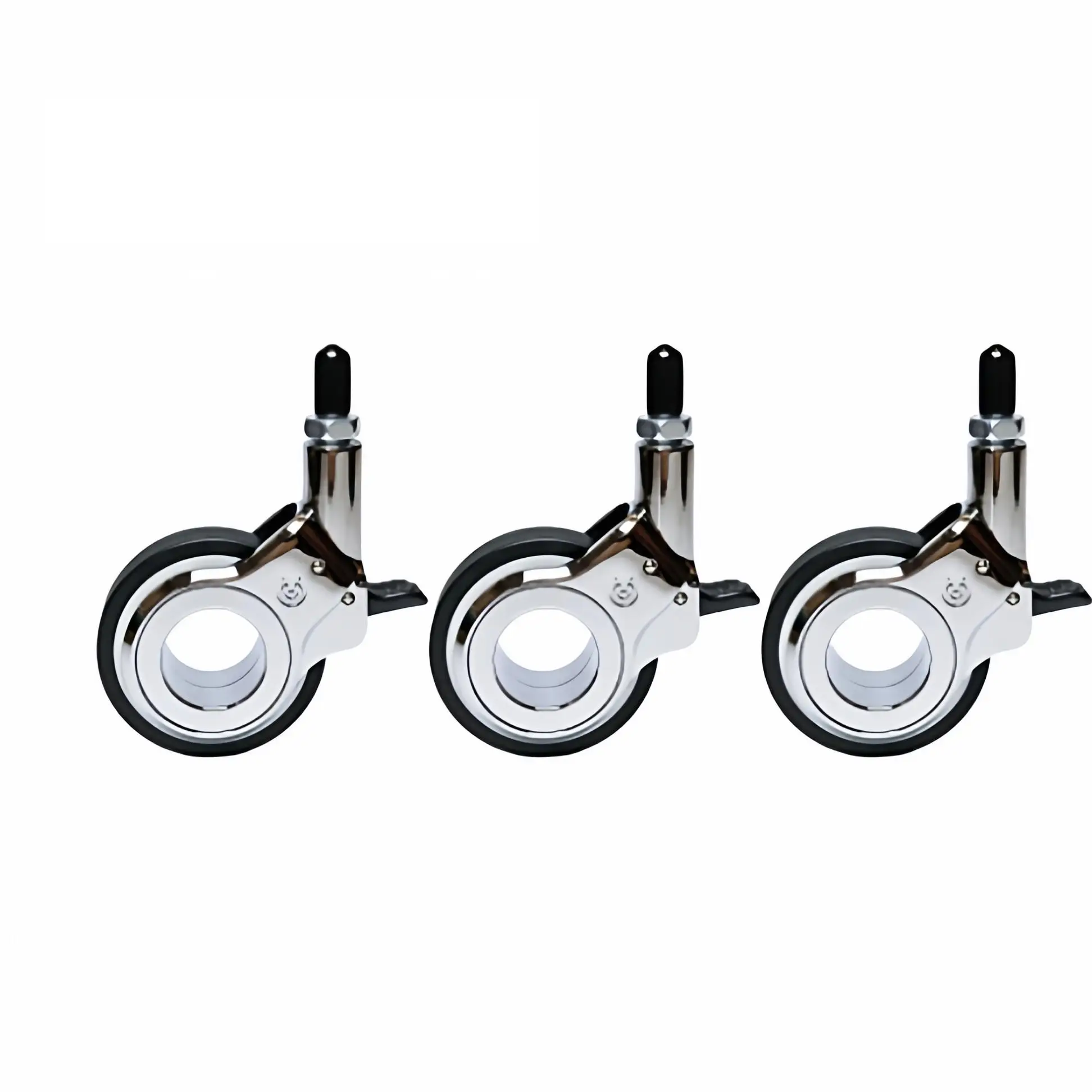 4 Pcs 2.5 Inch Zinc Alloy Swivel Casters With Brake For Dining Carts, Tv Stands, And Shelves