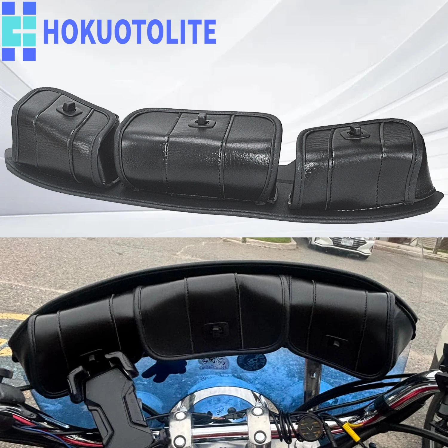 

Motorcycle 3-Pocket Windshield Batwing Fairing Pouch Bag For Harley Electra Glide Street Glide Tri Glide FLHT FLHTC 1996-2013