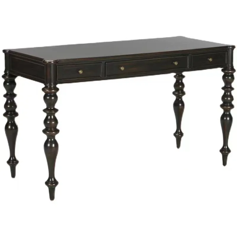 

Nordic solid wood desk French retro, black oak desk medieval home study