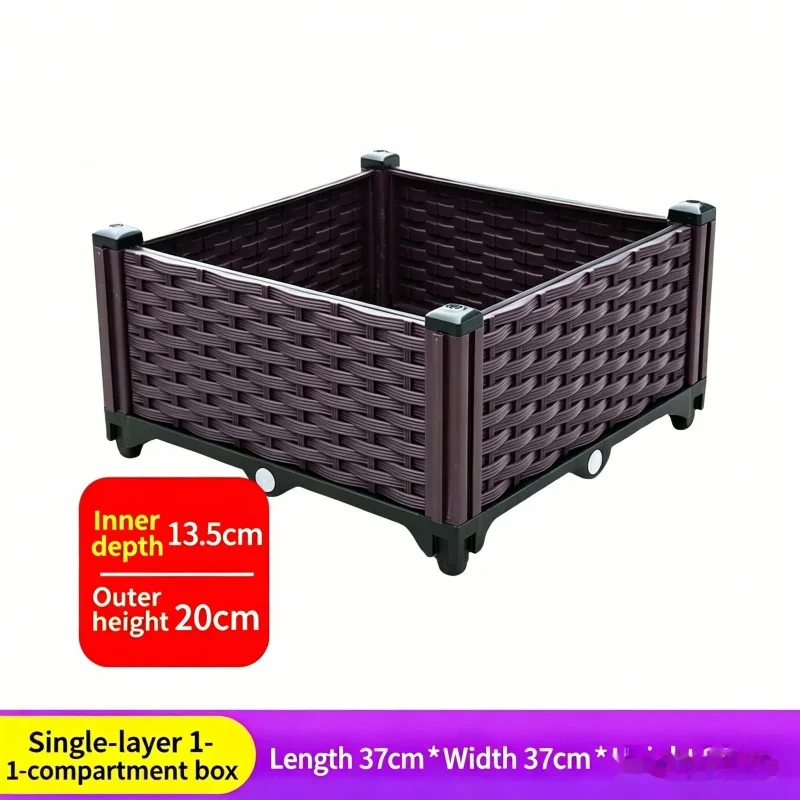 

1 Piece 37x37x21cm Single Layer Plastic Planter Box for Vegetable Herb Planting Outdoor Balcony Garden Flower Pot