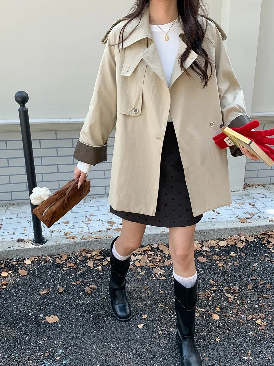 

Women's Casual Retro Lace up Trench Coat Long Sleeve Windbreaker Jacket Autumn 2025 New Fashion