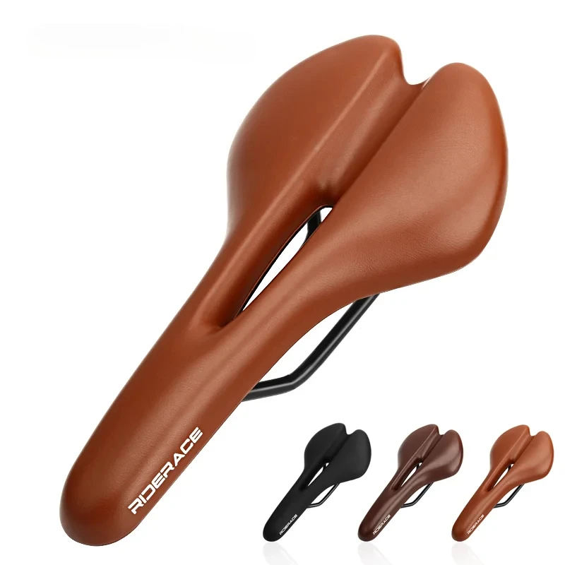 

Bicycle Saddle Hollow Design Breathable Comfortable Seat MTB Road Bike One-Piece Cushion Shock Absorbing PU Leather Racing Seat