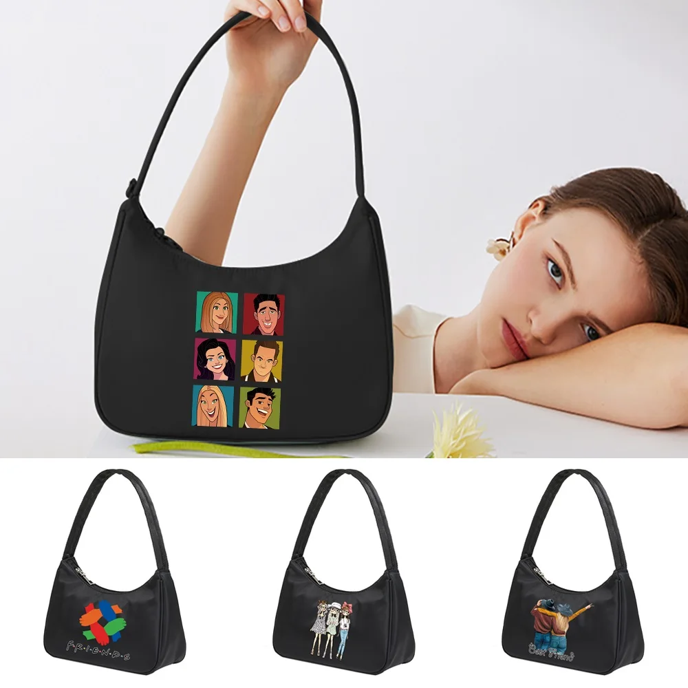 2022 Underarm Bags Women Shoulder Bags Retro Street Handbag All-match Casual Commute Organizer Bag Friends Print Pattern