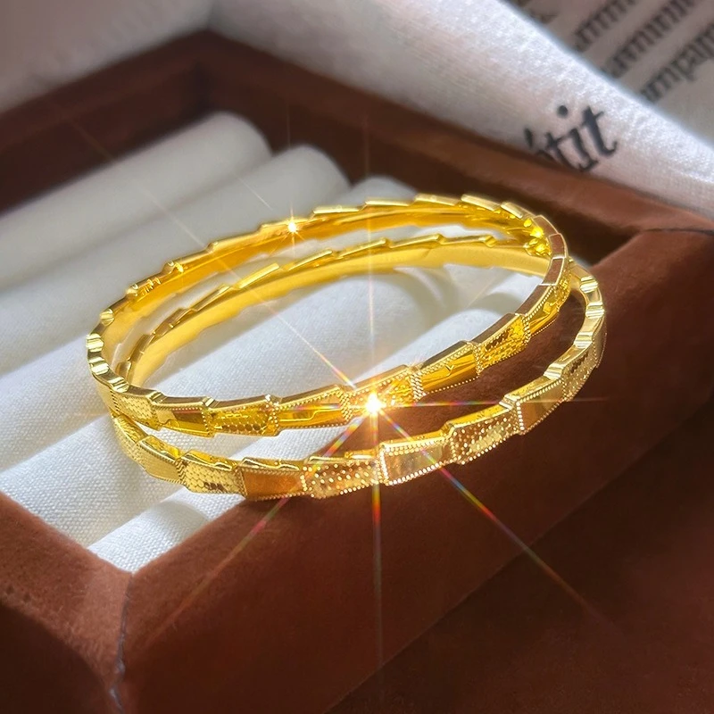 

Fashion 18 K Gold Color Flash Dragon Scale Snake Bone Bangle for Women Wedding Birthday Bangle Jewelry Gifts