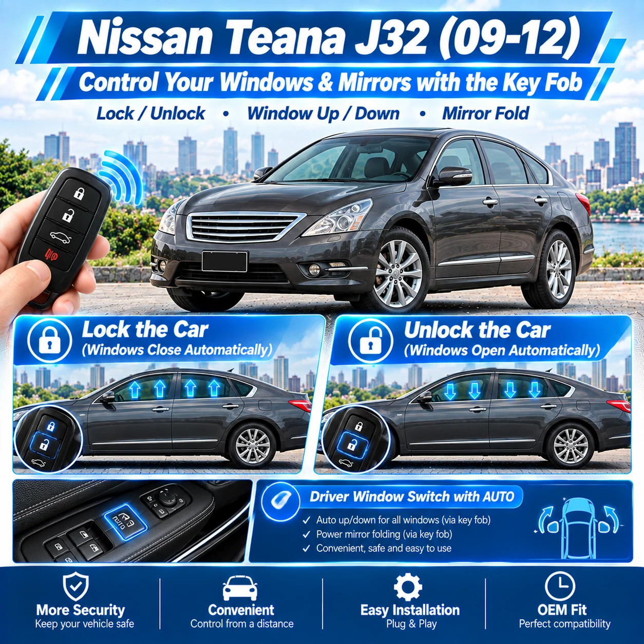 apto-para-nissan-teana-j32-2009–2012-elevalunas-automatico-y-plegado-de-espejos-laterales-al-bloquear