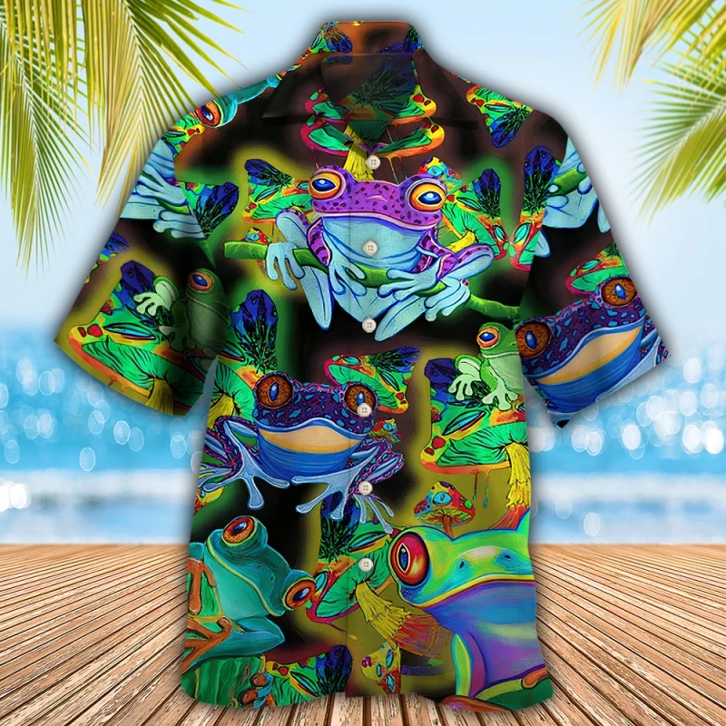 Camisas de cuello cubano Vintage para hombre, camisa de manga corta con estampado Animal 3d, secado rápido, Top Hawaiano de gran tamaño, verano, 2024