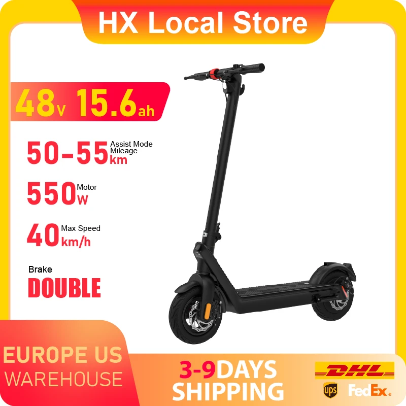 HX X9 15.6AH Electric Scooter 500W 40KM/H Foldable Electric Kick E Scooter 10 Inch APP Smart Escooter for Adults