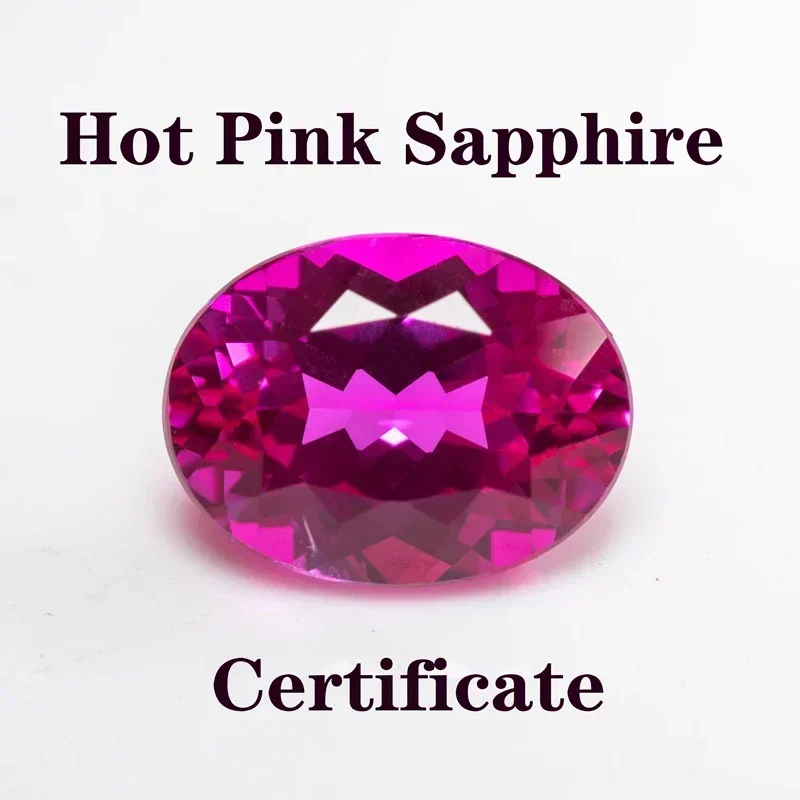 

Lab Grown Sapphire Hot Pink Color Oval Shape Charms Gemstone for DIY Jewelry Making Materials Selectable Certificate