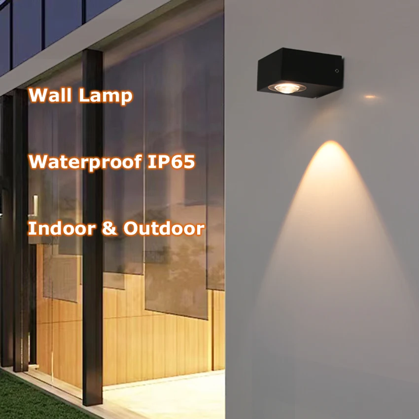 Lampada da parete impermeabile per esterni/interni a LED da 6 W per illuminazione decorativa da giardino, portico, soggiorno, corridoio dell'hotel e camera da letto