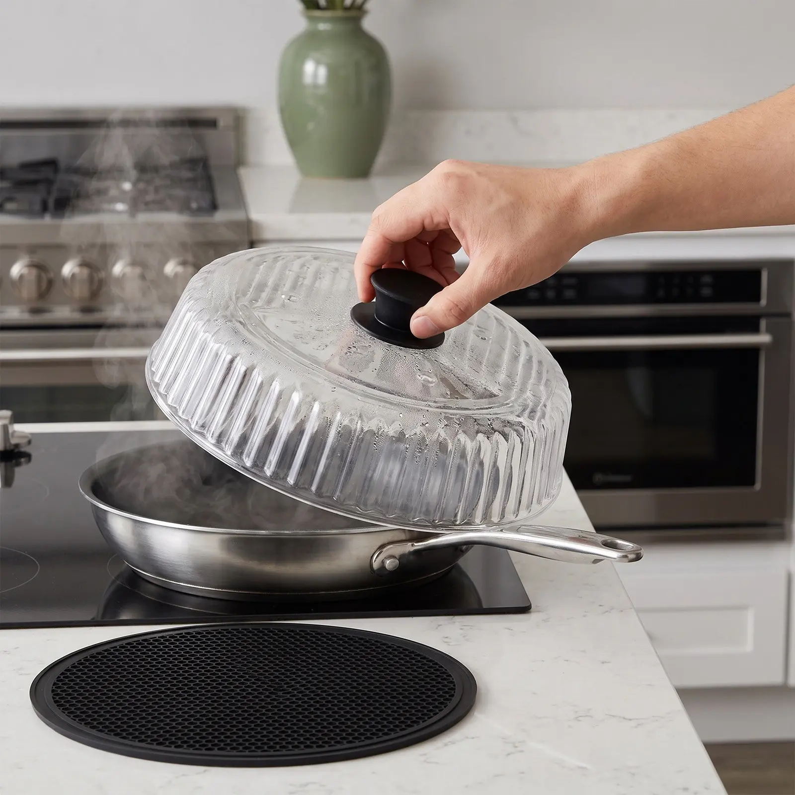 10 Inch Glass Microwave Splatter Cover Borosilicate Heat Resistant Lid Splash Proof Food Cover Glass Microwave Cooking Plate