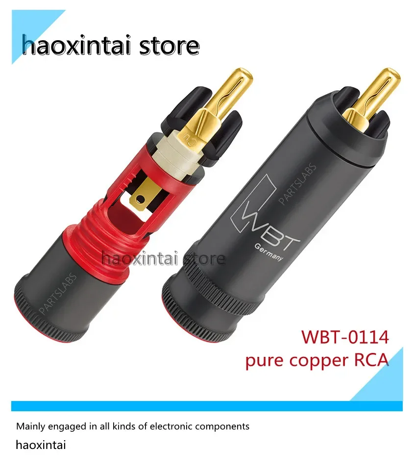 

1PCS Original German WBT 0114 single-point transmission HiFi fever audio RCA signal line plugs a box of 4