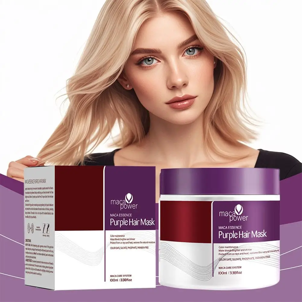 

Новая фиолетовая маска для волос Фиолетовый шампунь Профессиональный нейтрализует латунь желтого тона для блондинки Серебристо-серый мелированный уход за волосами