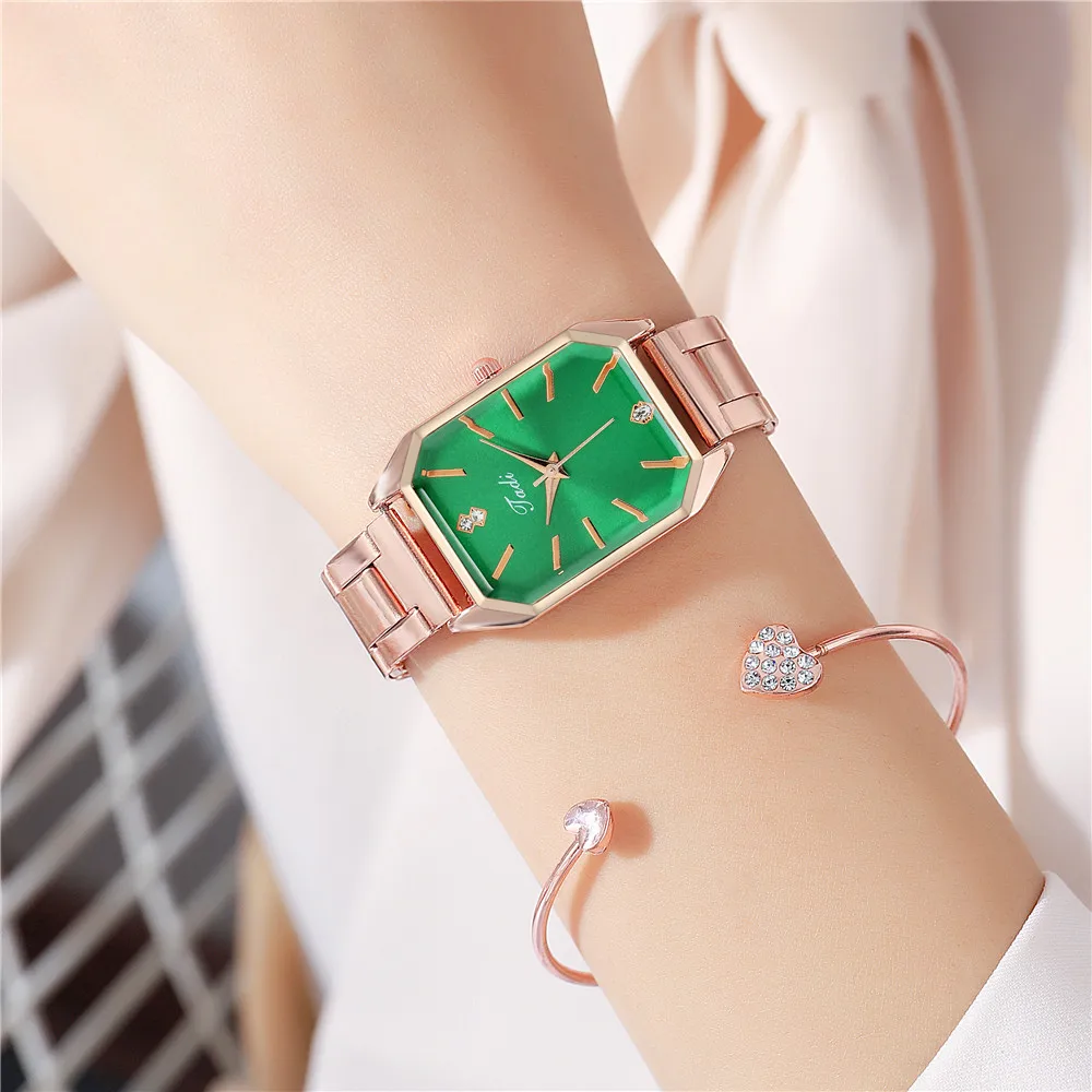 Neue Trend Mode Rechteckigen frauen Stahl Gürtel Tabelle Temperament Streifen Nagel Gesicht Quarz frauen Mode Uhr