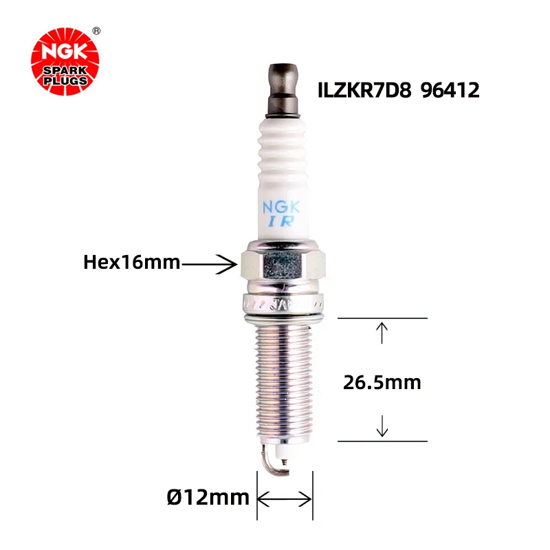 NGK Iridium Platinum Spark plug ILZKR7D8 96412 for Qoros 3 Arezer 7 Tiger-5（4PCS)