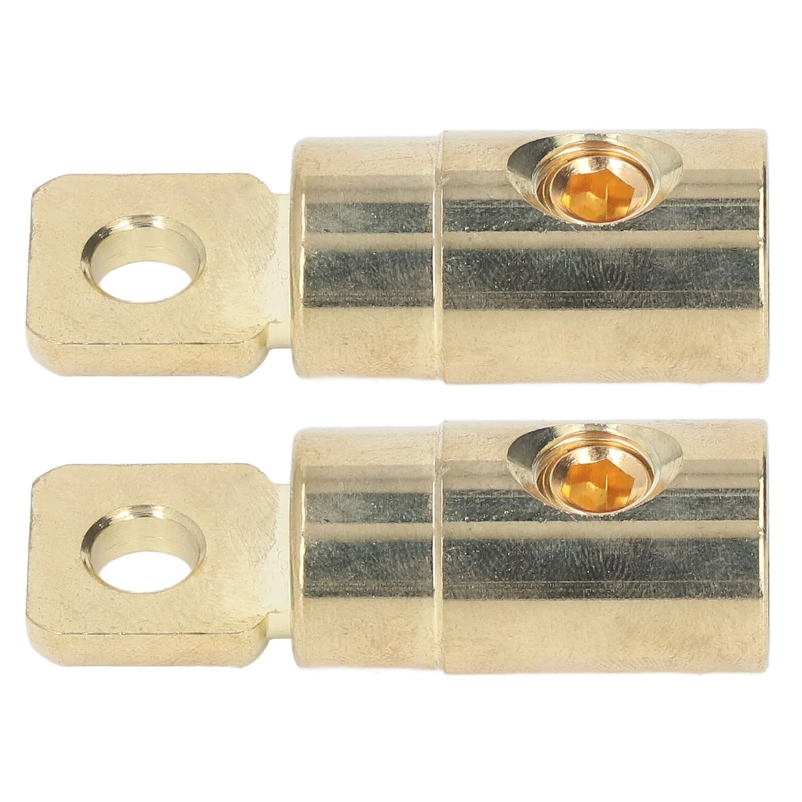 Pair Power Battery O Ring Terminals Brass Gold Plated High Accuracy Welding Free Audio Modification