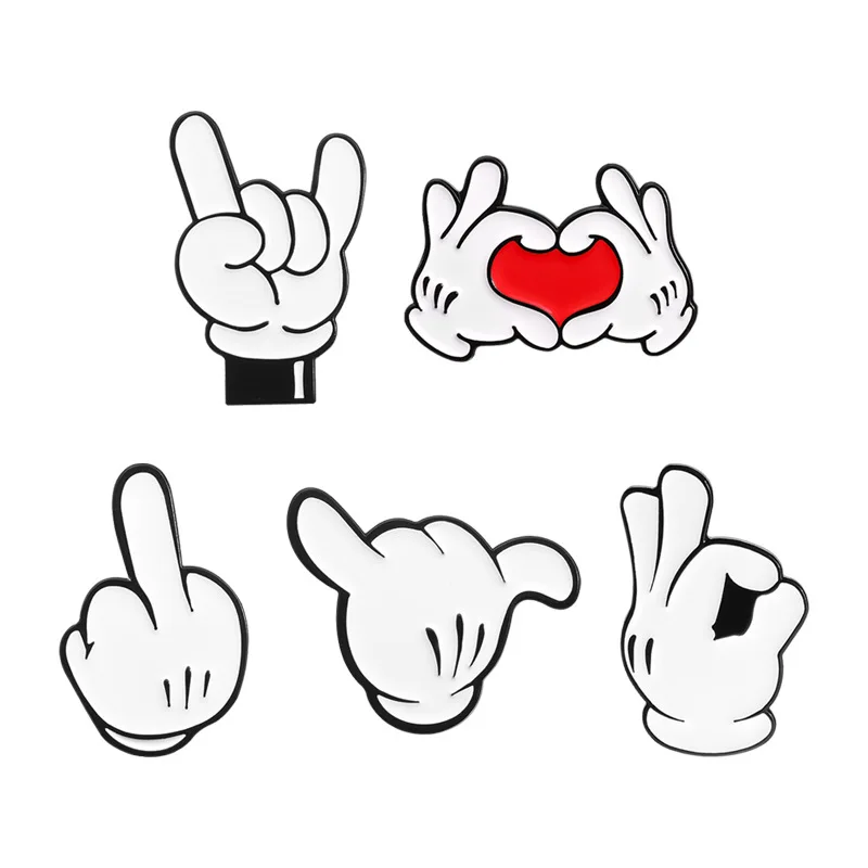 Creative Love Gesture Enamel Pins cartoon pattern Brooch Backpack Lapel Badge Jewelry Gift for Friends image 5